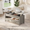 thumbnail image 2 of 47.2 Inch Lift Top Coffee Table, Adjustable Height Wooden Center Table with 2 Drawers, Hidden Compartment and Open Shelf for Living Room Home Office, 2 of 9