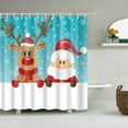 thumbnail image 3 of Surakey Christmas Shower Curtain Waterproof Polyester Christmas Old Men Elk Shower Curtain with 12pcs Hooks Bathroom Home Light Blue 35.43"x70.86", 3 of 6