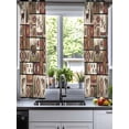 thumbnail image 2 of Country Patch Plaid Sheer Curtains 54 Inch Length 2 Panels Set for Living Room/Bedroom, Brown Farmhouse Retro Bear Deer Cabin Kitchen Curtains Grommet Semi-Sheer Curtains Window Treatments 42"x54"x2, 2 of 7