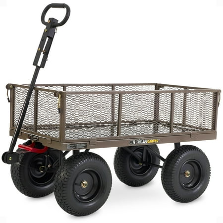 Gorilla Carts Towable Steel Dump Cart w/ Removable Side Panels, 1200 lb Capacity, Gray