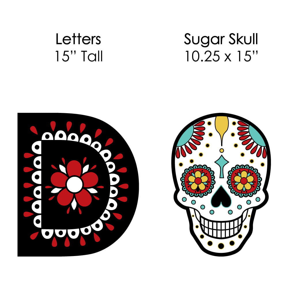 WaaHome Day of The Dead Yard Lawn Decorations 12X17 Dia De Los Muertos Sugar Skull Yard Signs with Metal Wire H-Stake Day of The Dead Yard Lawn Outdoor Party Decor