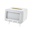 thumbnail image 1 of Porta pañuelos con forma de TV, caja de almacenamiento de pañuelos con soporte para teléfono, estante multifuncional para el hogar, blanco y gris, 1 of 1