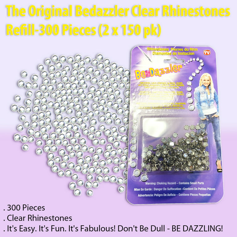 The Original Bedazzler Clear Rhinestones Refill - 300 Pieces Assorted (2 x  150 pack)