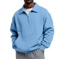 thumbnail image 3 of GrmtClth Sweatshirt for Men Quarter Zip Kangaroo Pocket Pullover Wide Collar Quarter Zip Front Kangaroo Pocket Drop Shoulder Pullover For Fall And Travel S, 3 of 7
