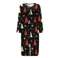 thumbnail image 4 of Xoenoiee Christmas Tree Star Snowflake Print Women Zipper Robe Xmas Lightweight House Coat Zipper Front Long Nightgown Round Neck Soft Loungewear with Pockets, Size 2XL, 4 of 7