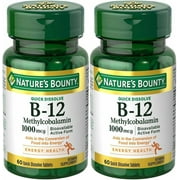 Nature's Bounty B-12 Methylcobalamin 1000mcg Energy Health 60ct, 2-Pack