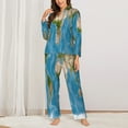 thumbnail image 3 of Kll Earth View World Map Print Women'S Long Sleeve Pajamas With Pants Sleepwear Loungewear 2 Set-Medium, 3 of 9