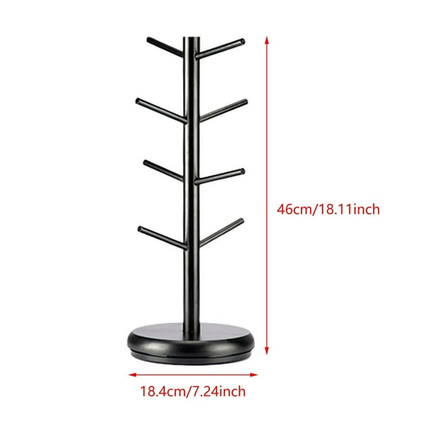 SHEEPPING 3 Soportes Para Tazas Sin Taladrar: Ganchos Para Armario De 6 Ganchos Cada Uno - Organiza Tus Copas Y Utensilios (Negro, 27cm)