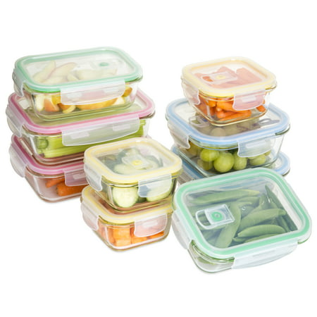 Best Choice Products 18-Piece BPA-Free Microwave Dishwasher Freezer Safe Stackable Glass Food Saver Containers Set w/ Airtight Seal Lids, Air Vents, Locks, Small/Medium/Large Sizes -