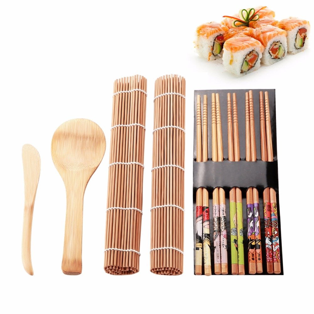 FAGINEY Sushi Making Kit, 9Pcs/set Bamboo Sushi Mat, Including 2 Sushi
