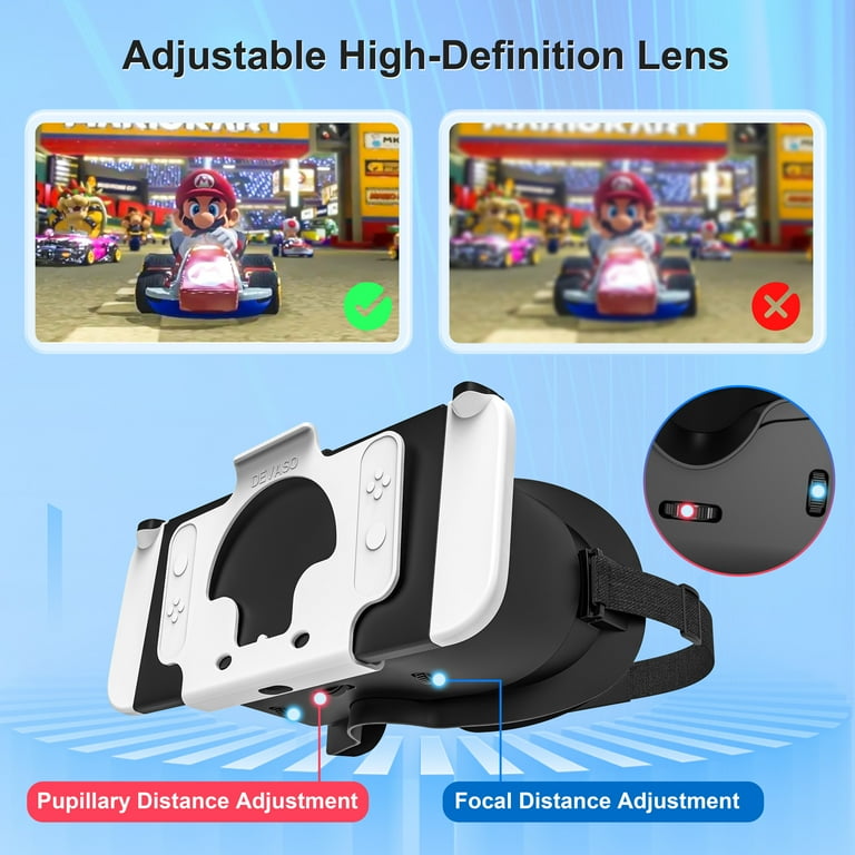 Wiher VR Headset for Nintendo Switch & OLED, Adjustable Lens