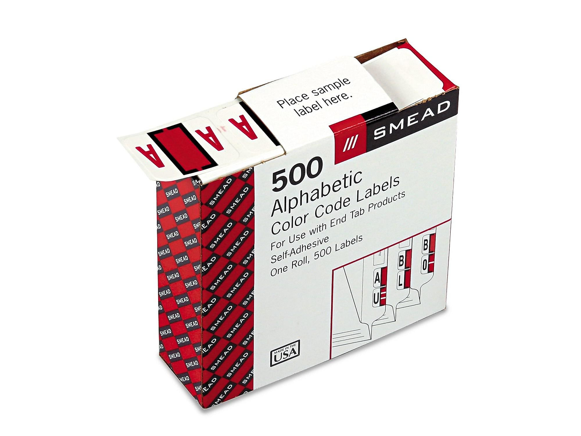 Smead 67071 A-Z Color-Coded Bar-Style End Tab Labels, Letter A, Red, 500/Roll - image 3 of 3