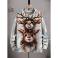 thumbnail image 2 of Suéter feo informal unisex de invierno con impresión 3D, diseño de árbol de Navidad, Papá Noel, copo de nieve, alce y gato, 2 of 5
