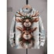 thumbnail image 2 of Suéter feo informal unisex de invierno con impresión 3D, diseño de árbol de Navidad, Papá Noel, copo de nieve, alce y gato, 2 of 4