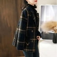 thumbnail image 5 of Feancey Womens Casual Blazers Woolen Plaid Blazer Coat Notch Lapel Long Sleeve Button Double Breasted Jackets Peacoat Navy 4XL, 5 of 6