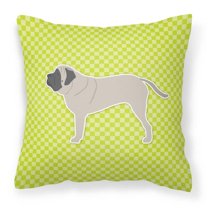 Carolines Treasures BB3856PW1818 English Mastiff Checkerboard Green Fabric Decorative Pillow