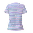 thumbnail image 6 of Fuzoiu Striped Gradient Print Women's V-Neck T-Shirt,Women's Short Sleeve Top, Comfortable for Work, Leisure, and Sports, 6 of 7