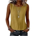 thumbnail image 5 of Tank Tops for Women Summer Cotton Linen Round Neck Casual Sleeveless Shirts Comfy Loose Fitted Lightweight Vests, 5 of 5