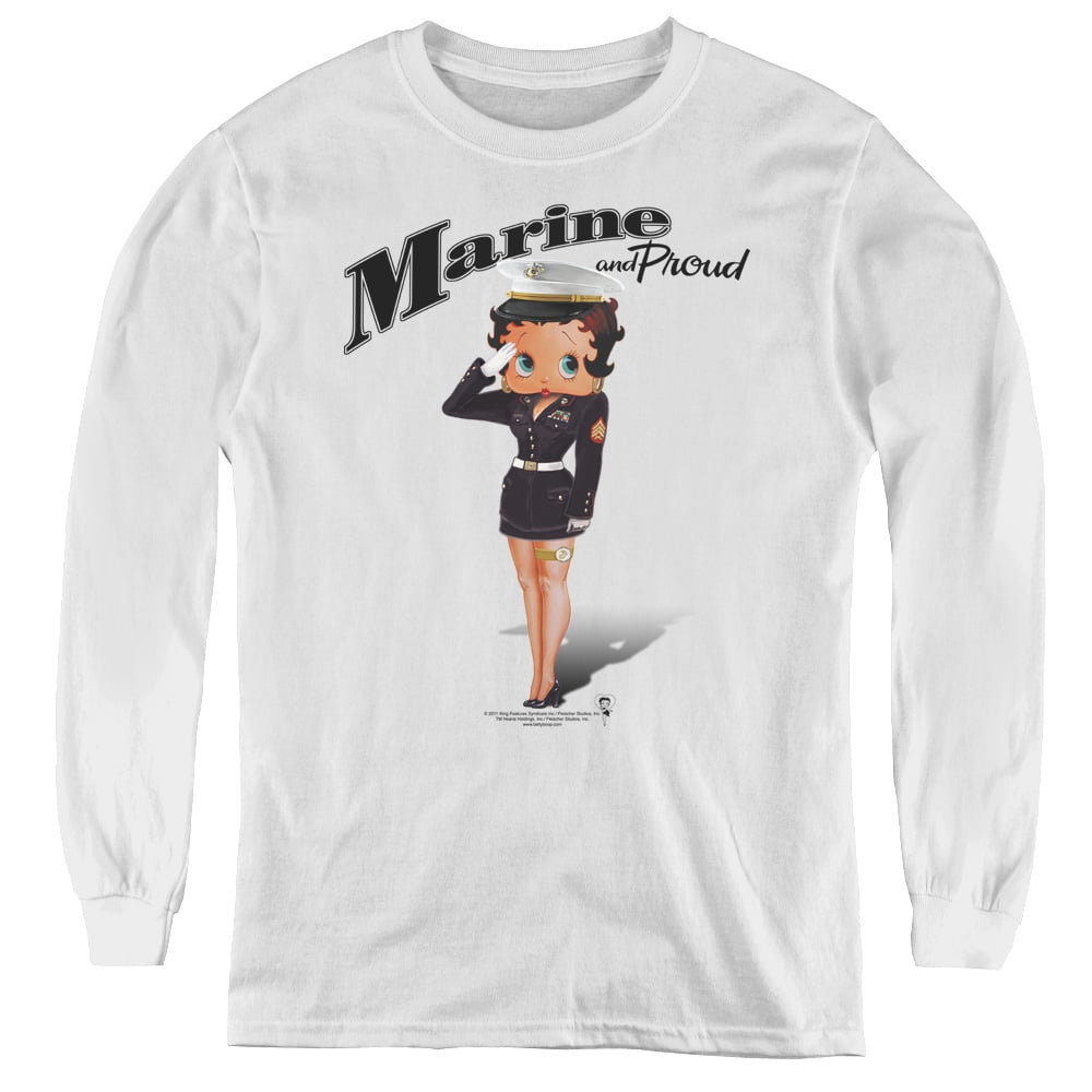 Betty Boop Air Force Boop Youth Long Sleeve T-Shirt Tee White - Walmart.com