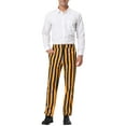 thumbnail image 2 of Unique Bargains Men's Striped Pants Business Skinny Fit Color Block Trousers 36 Yellow Black, 2 of 6