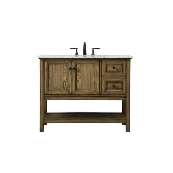 42 in. Transitional Single Bathroom Vanity, Driftwood