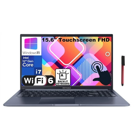 ASUS VivoBook 15 15.6" Touchscreen FHD Laptop Computer, 12th Gen Intel 10-Core i7-1255U, 24GB DDR4 RAM, 1TB PCIe SSD, WiFi 6, Bluetooth 5.1, Backlit Keyboard, Quiet Blue, Windows 11 Home
