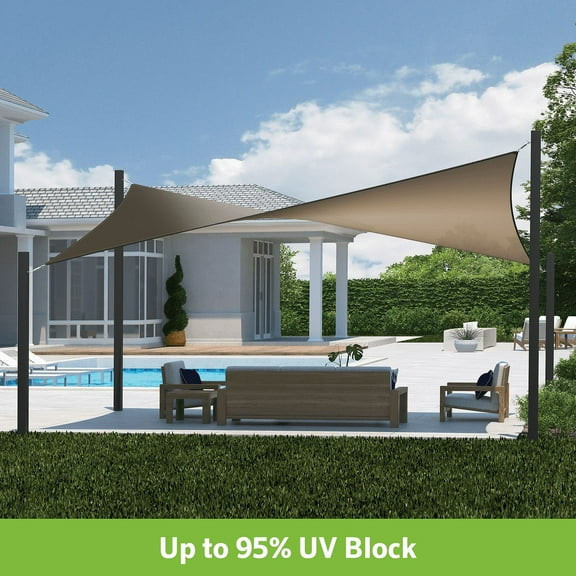 Coolaroo Outdoor DualShade Sun Sail and Hardware Kit, 95% UV Block Protection, 12' x 8' Rectangle; Cobblestone