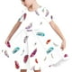 thumbnail image 1 of Odeerbi Niñas Verano A-Línea Vestido Pluma Impresión Swing Vestido Niños Manga Corta Vestido Elástico, 1 of 6