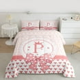 thumbnail image 2 of jejeloiu Initial Letter P Queen Comforter Set,Kawaii Loves Bowknot Bedding Sets,Pink Fairy Tale Bedding Comforter Set For Kids,Breathable Bedroom Decoration Reversible,3-Piece, 2 of 8