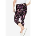 thumbnail image 2 of Woman Within Plus Size Petite Stretch-Cotton Knit Pull-On Printed Capri Leggings, 2 of 6