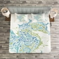 thumbnail image 4 of Ambesonne Ocean Quilted Bedspread Set 3 Pcs, Greek Seahorse Mythological, King Size, Pale Blue Green, 4 of 4