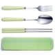 thumbnail image 1 of Juego de cubiertos reutilizables, 3 piezas de cerámica de acero inoxidable (tenedor, cuchara, palillos) Juego de utensilios de viaje portátil para viajes/campamento, almuerzo de of, 1 of 2