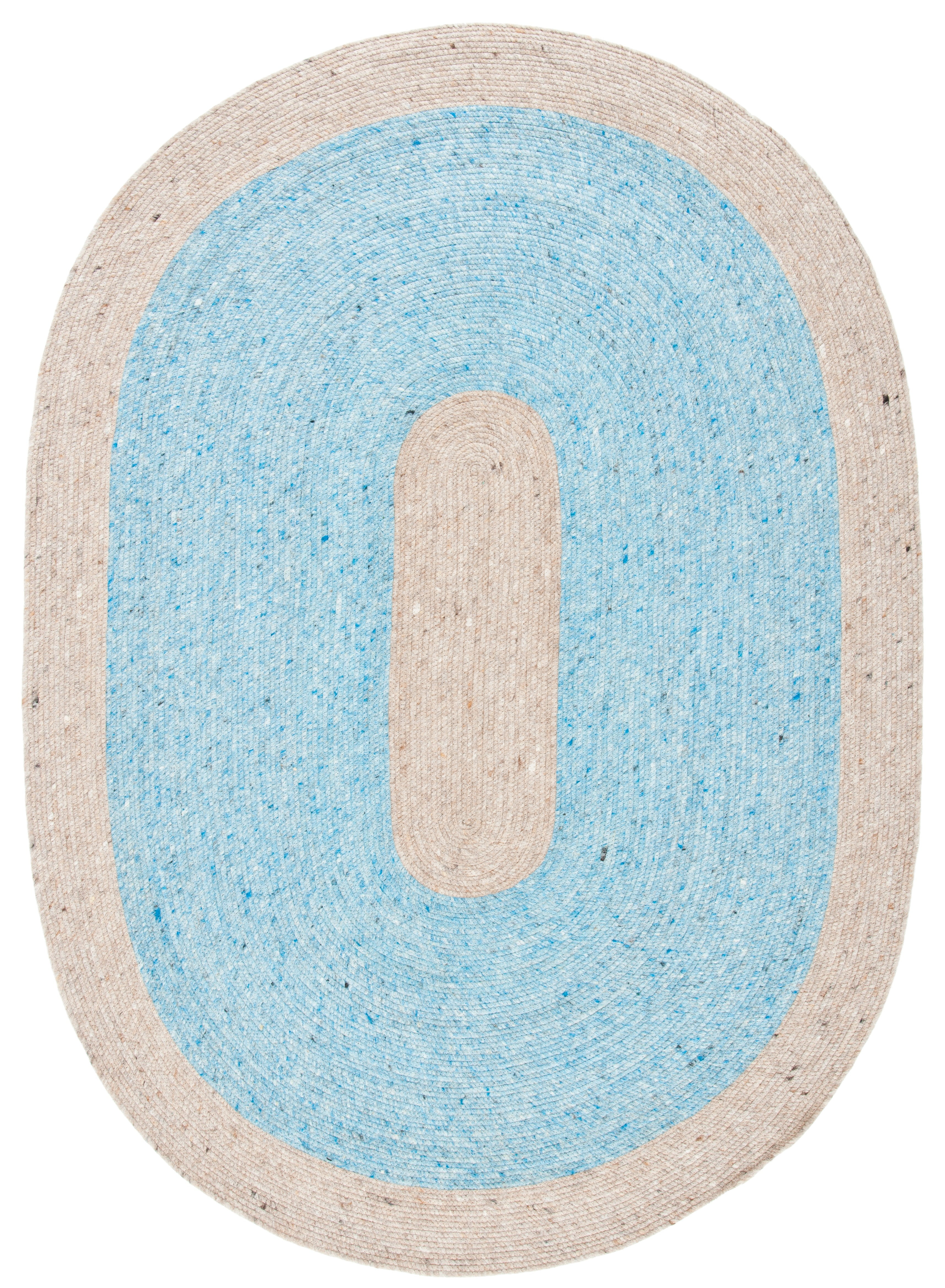 SAFAVIEH Braided Simon Bordered Reversible Area Rug, Blue/Beige, 4' x 6' Oval