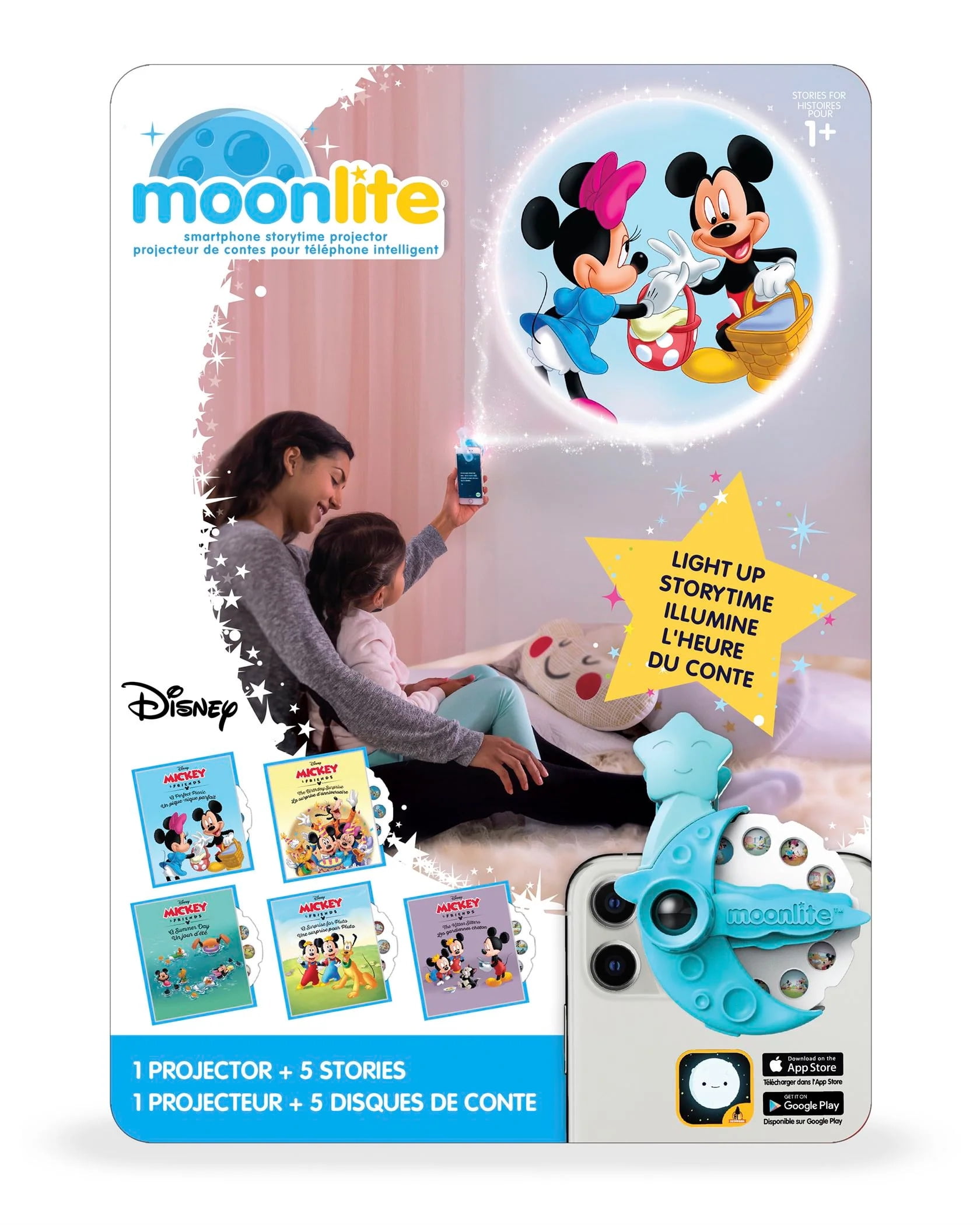 Moonlite Storytime Projector with 5 Mickey and Friends Stories for Kids, Gift  Pack 