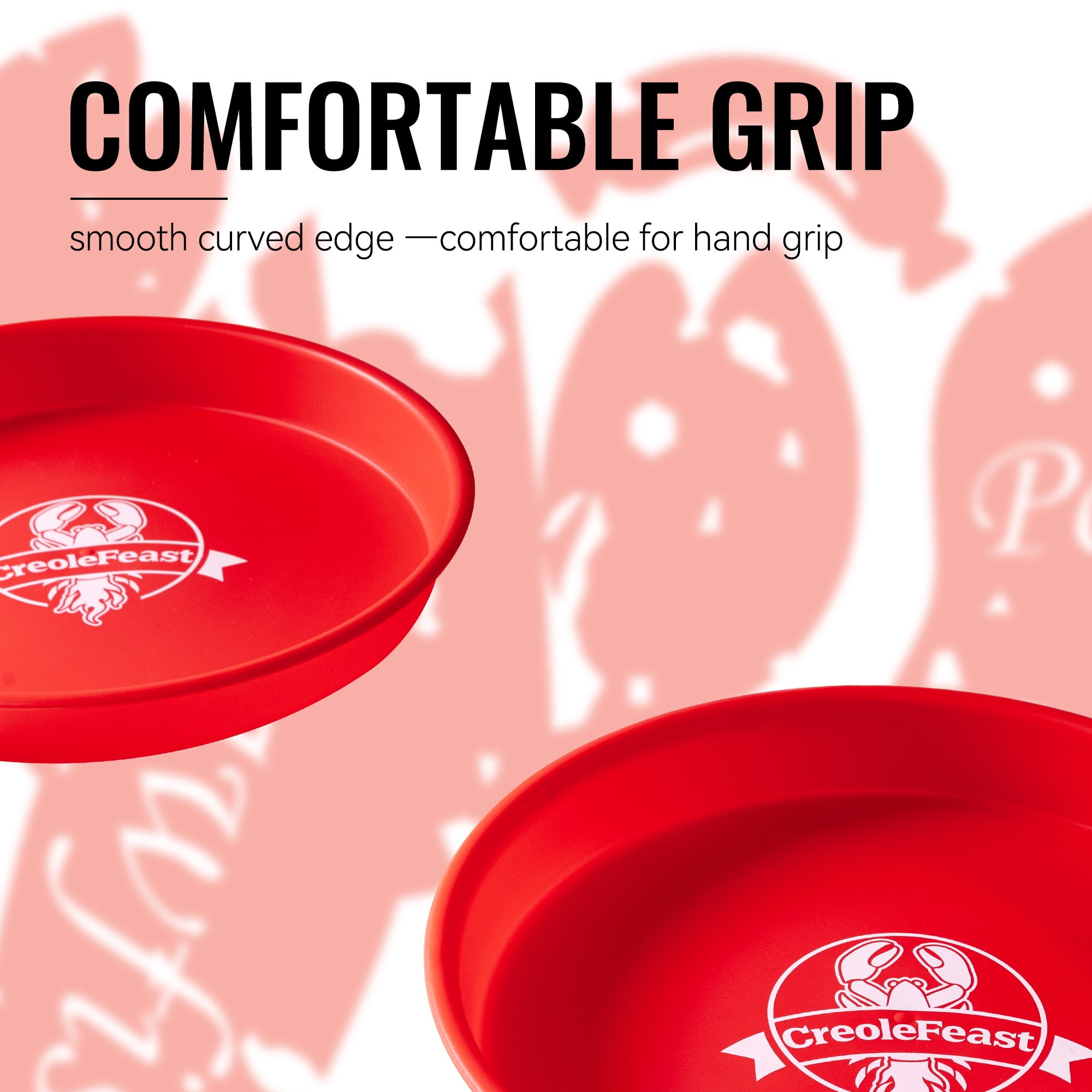 Creole Feast 15-inch Plastic Crawfish Plates, Set of 6,Perfect for Outdoor & Indoor Settings, Red