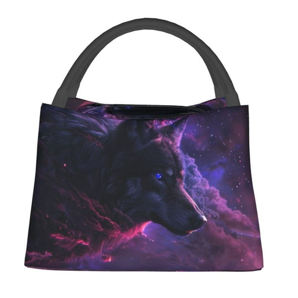 Fotbe Galactic Wolf Stare Bolsa Térmica Portátil con Estampado, Bolsa de Entrega de Alimentos Aislada, Bolsa Reutilizable de Gran Capacidad para Comidas y Supermercado