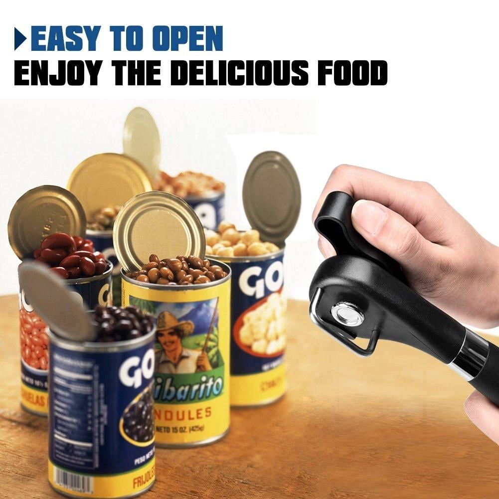 Auto Safety Master Can Opener: 5-in-1 can opener leaves no sharp edges