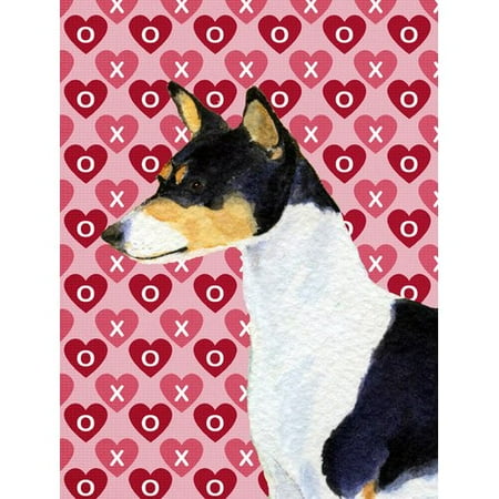 Basenji Hearts Love and Valentine's Day Portrait Flag