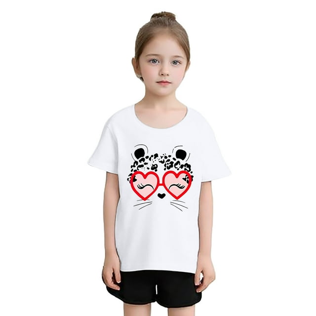 Shadoumai T-Shirt Surdimensionné pour Filles T-Shirts Graphiques 3d T-Shirt Col Rond Manches Courtes T-Shirt Amusant Preppy Hauts, T-Shirts et Chemises pour Filles