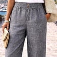 thumbnail image 5 of Favoffer Women's Linen Long Pants Solid Color Relaxed Fit Side Pocket Loose Casual Trousers All Season Versatile Bottom for Holiday Travel, 5 of 8