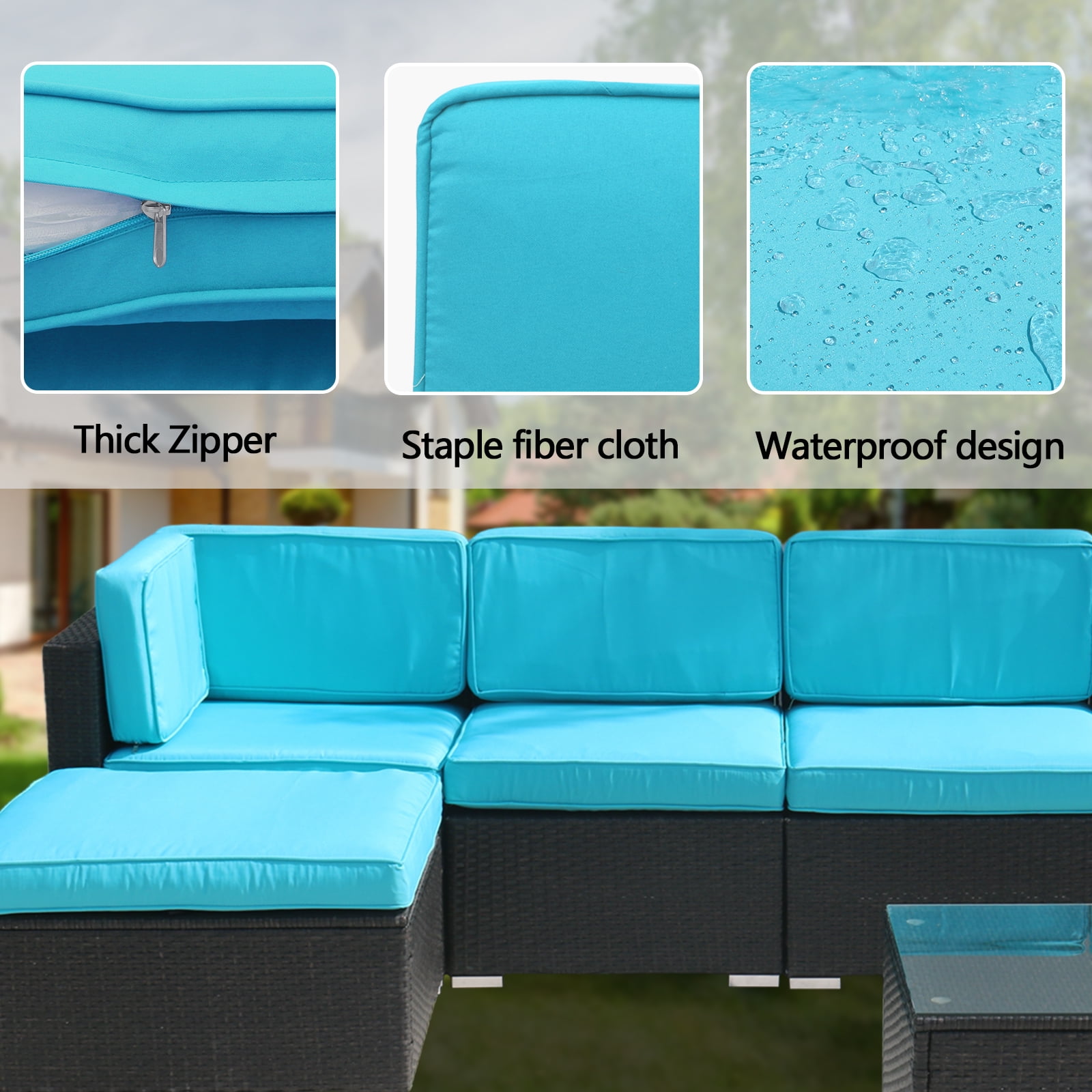 FKS LIFE Outdoor Cushions Covers Patio Sofa Washable Cushions Cover Furniture Cushion Slipcovers Sets (11 Pack)