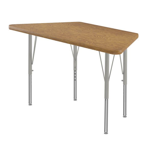 Correll 24x48" Top Bar Stool/Standing Height Trapezoid Activity Table in Oak