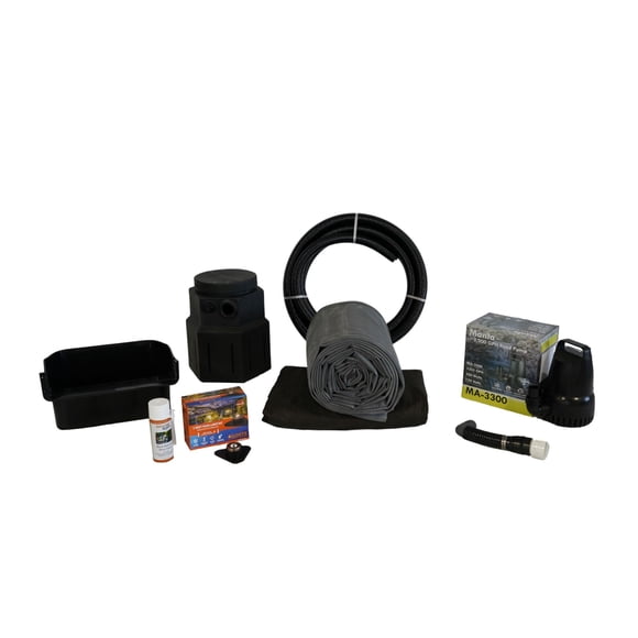 HALF OFF PONDS Complete 3300 Pond Free Waterfall Kit, with 8 ft by 10 ft EPDM Liner and 3,300 GPH Manta Series Submersible Pump - PSH6