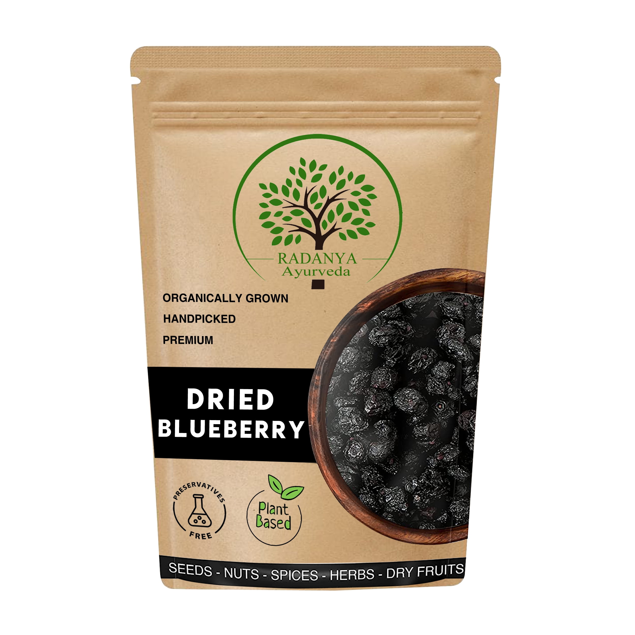 RADANYA Ayurveda Dried Blueberry 500 Gm Organic Blueberries without sugar (unsweetened Dry