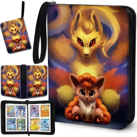 Trading Card Binder, 4-Pocket Card Book Cases with Sleeves for TCG Game, Holds Up to 400 Cards