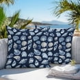 thumbnail image 5 of Waterproof Throw Pillow Covers Set of 2, 24x24 Inch Navy Blue Coastal Decorative Pillowcases Outdoor Pillow Slip Cushion Covers Set for Couch Tent Summer Beach Shell Conch, 5 of 7