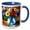 Blue/White, variant on 3drose, Festive Colorful Flowers in a Glass Vase on the Garden Table Gift, 11oz Two-tone Blue Mug