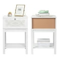 thumbnail image 2 of IVV 2pcs White Nightstand with Drawer and Shelf, Modern Beside Table with Silver Mirrored Finish, 2 of 9