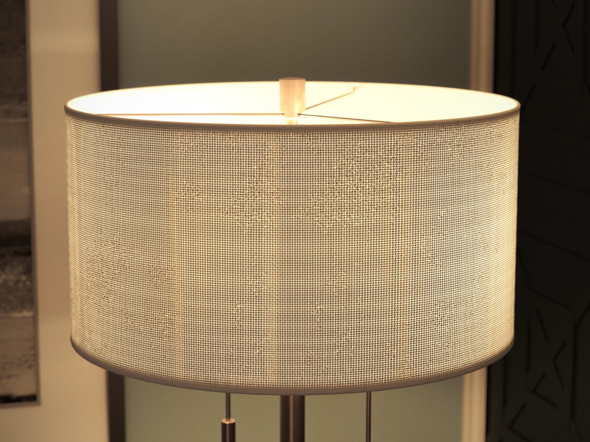 Kenroy Home Stowe 61'' Floor Lamp with White Fabric Drum Shade Transitional Floor Light Fixture for Living Room, Bedroom or Office, Antique Brass