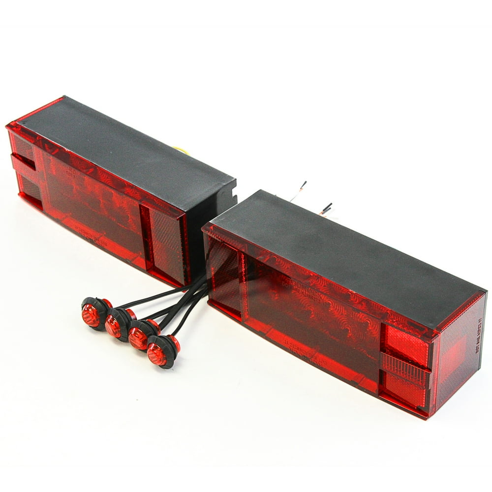 (2) LED Submersible Combination Trailer Tail Lights Boat & (4) Red Side